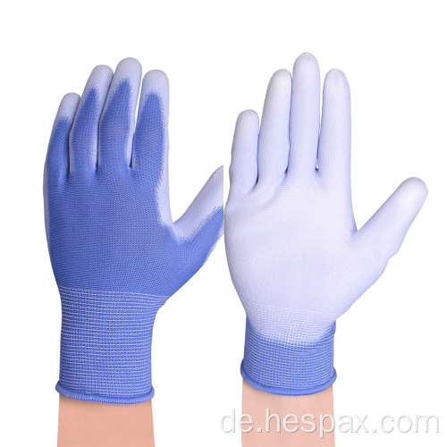 Hespax 13g Polyester Konstruktion Antistatische PU-Palmhandschuhe